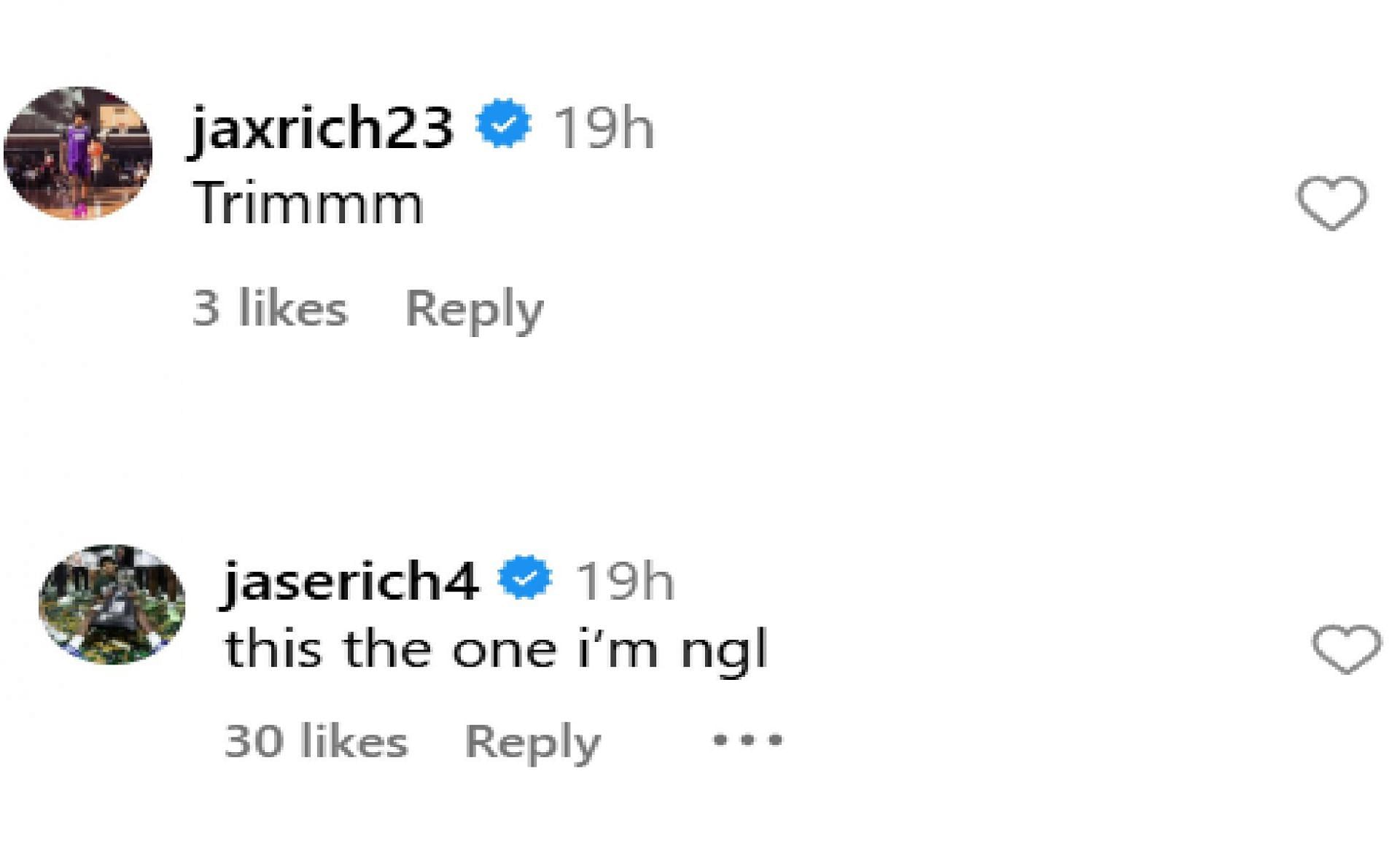 Jase and Jaxon Richardson comment on Jett Washington's official visit to Oregon (source: IG/ _.jett_)